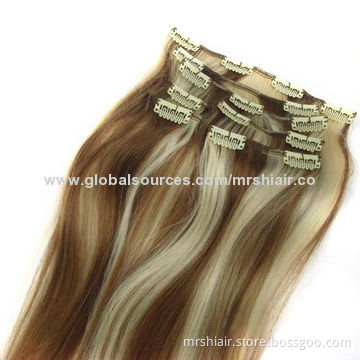 Fancy Color Remy Virgin Clip-in Brazilian Full Head Hair on Clips Weave 7-piece Set Lot